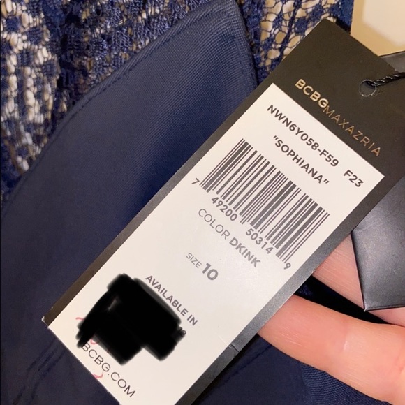 NEW BCBG MAX AZRIA SOPHIANA BANDAGE DRESS CORSET BODYCON LACE SZ 10 NAVY BLUE - Picture 11 of 13